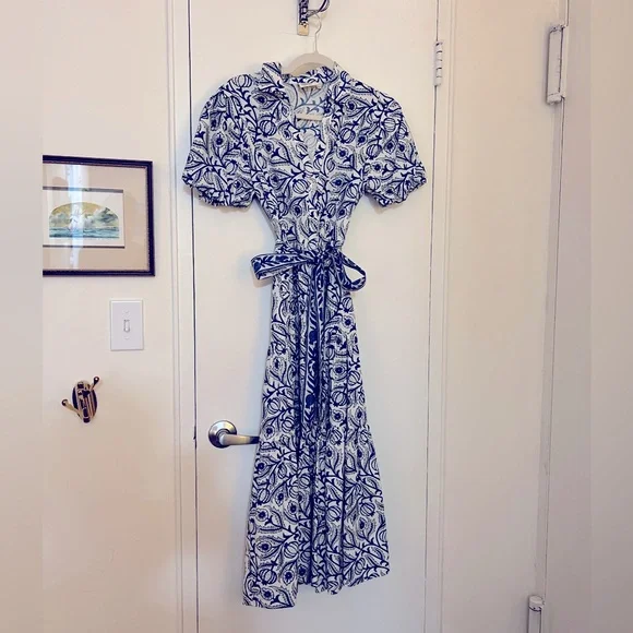 Erica Wilson Nantucket XS Pomegranate Print Maxi or Midi Long Dress - Picture 4 of 11